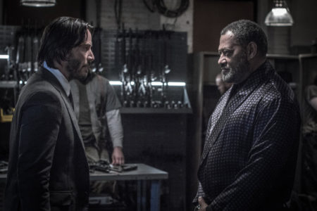 Keanu Reeves in Laurence Fishburne v filmu John Wick 2.